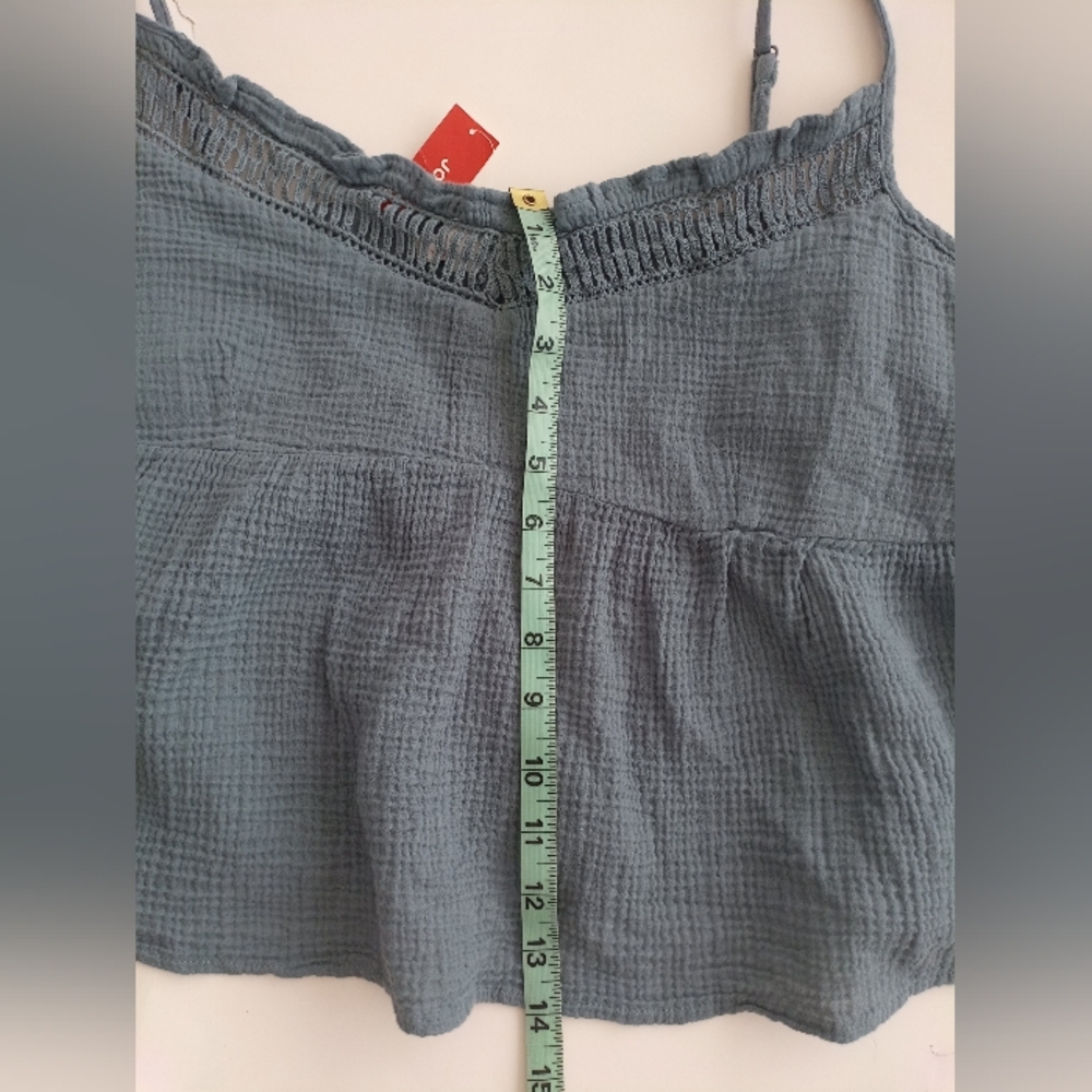 Joe Fresh 100% Cotton Women's Blue Camisole Top Adjustable Strap Women's Size XL - Picture 4 of 9